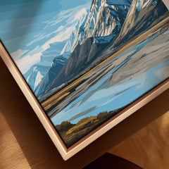 Kluane National Park Canada Wall Art Print | Travel Poster featuring dramatic mountain landscape and glacial river scene.