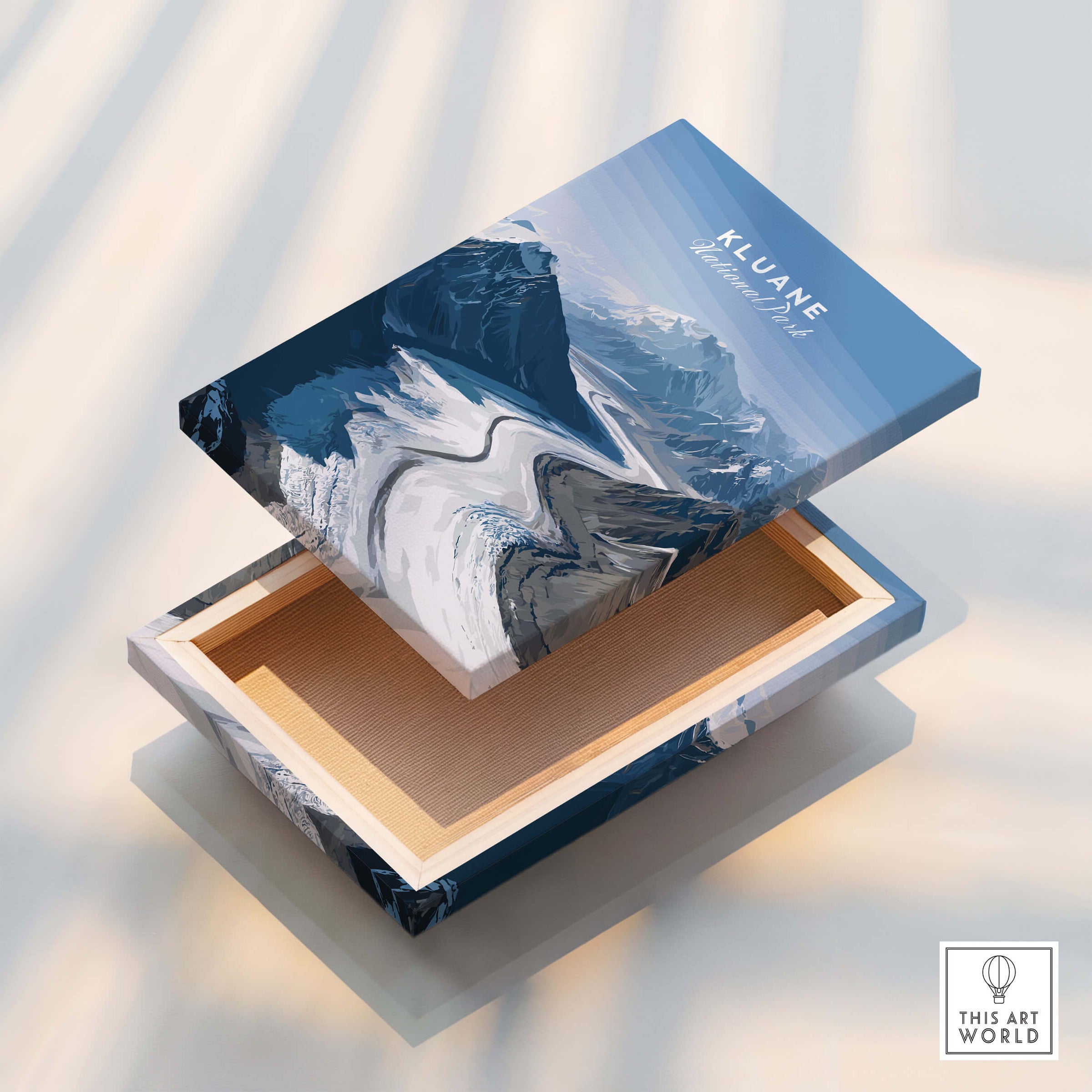 Kluane National Park Poster - Canvas Print displayed on a decorative box