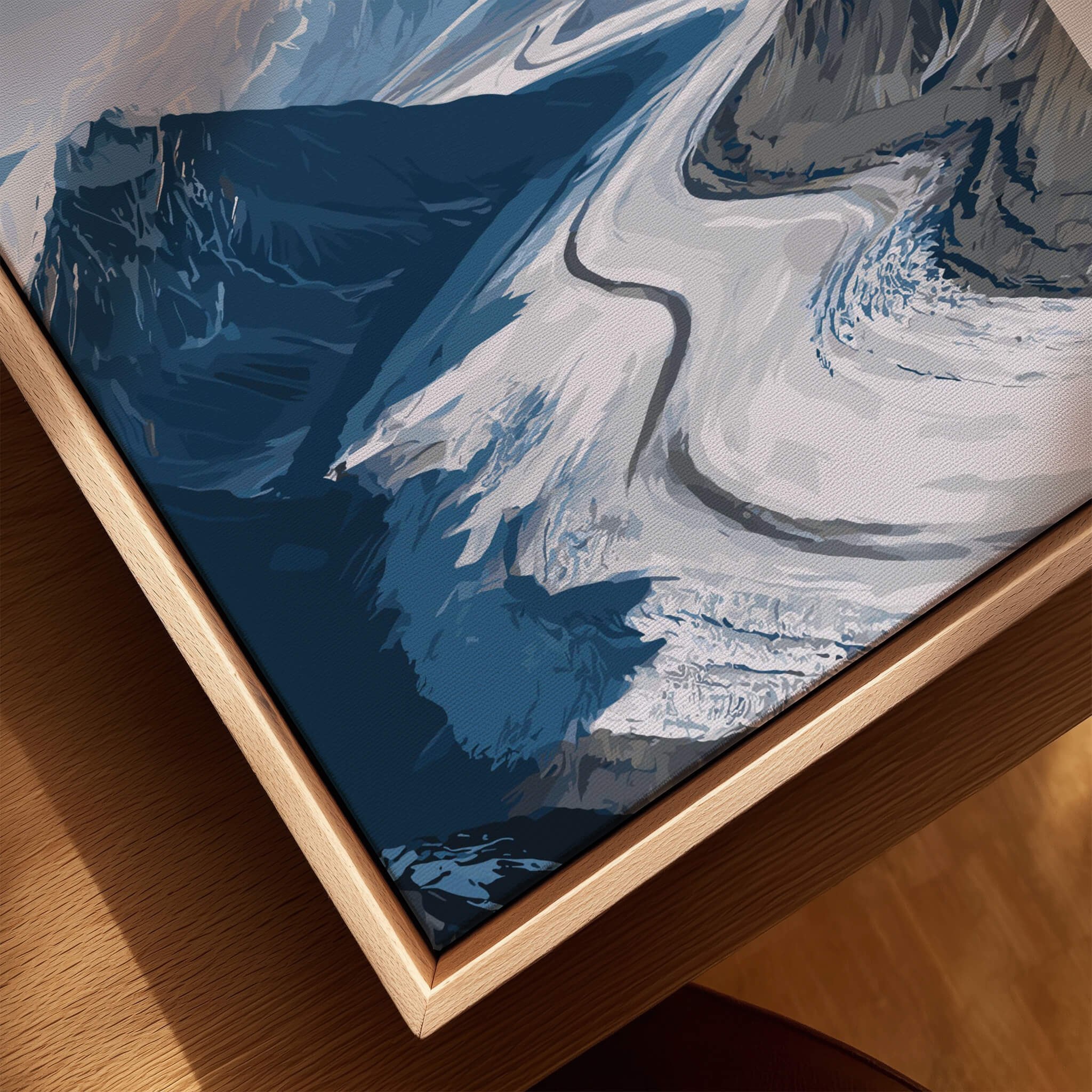 Kluane National Park Poster - Canvas Print showcasing glacier and mountain details on a wooden frame.