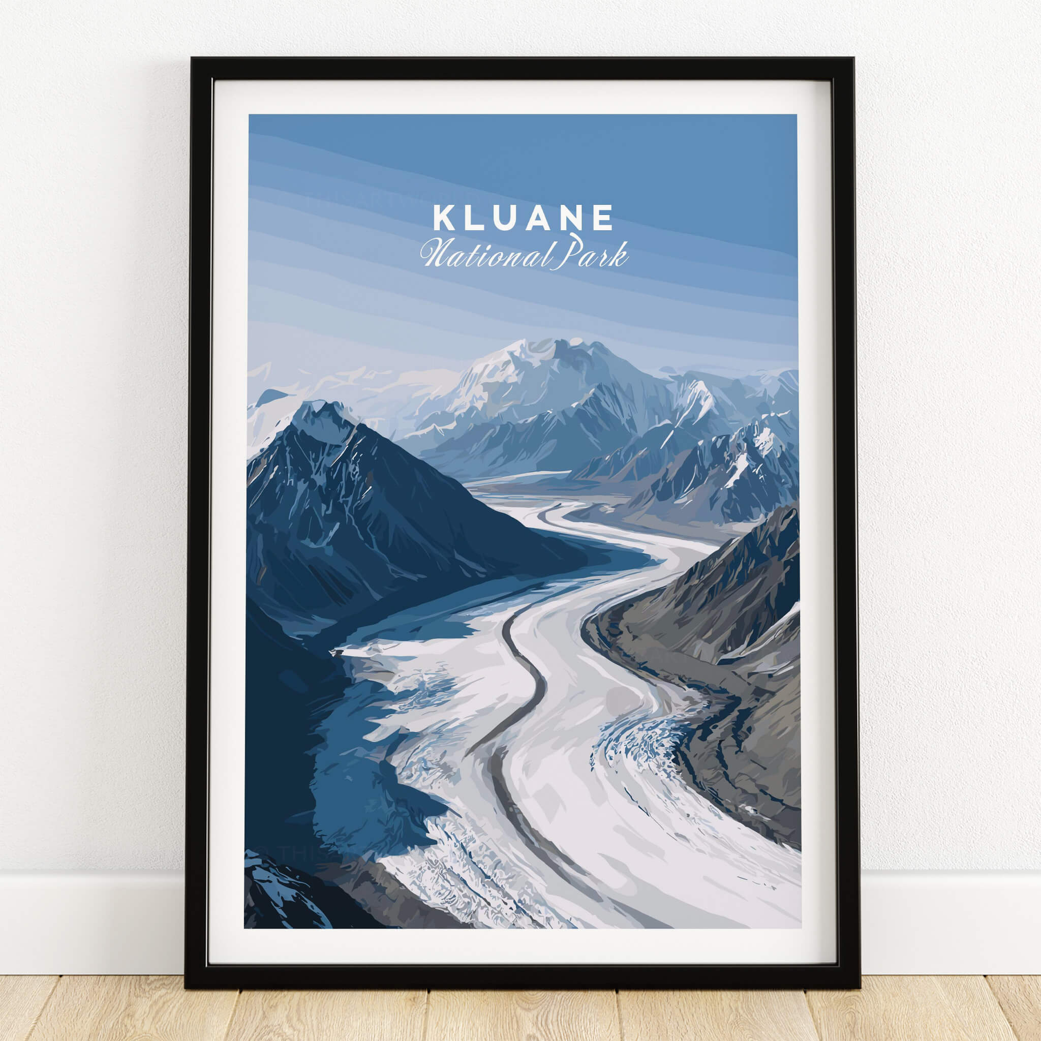 Kluane National Park Poster - Canvas Print featuring stunning Arctic landscape and glaciers in vivid colors.