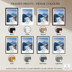 Kluane National Park Wall Art Canvas Print framed samples in various colors including black, white, natural, and brown.