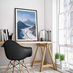 Kluane National Park Poster - Canvas Print displayed in a modern home office setting with a stylish desk.