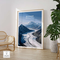 Kluane National Park Poster - Canvas Print featuring majestic glaciers and mountains in a living room setting.
