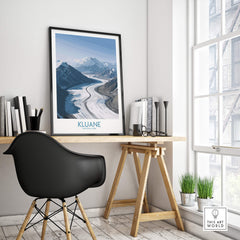 Kluane National Park Wall Art Canvas Print featuring stunning mountain and glacier landscape in a stylish interior setting.