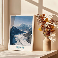 Kluane National Park Wall Art Canvas Print featuring dramatic mountain scenery and a flowing glacier.