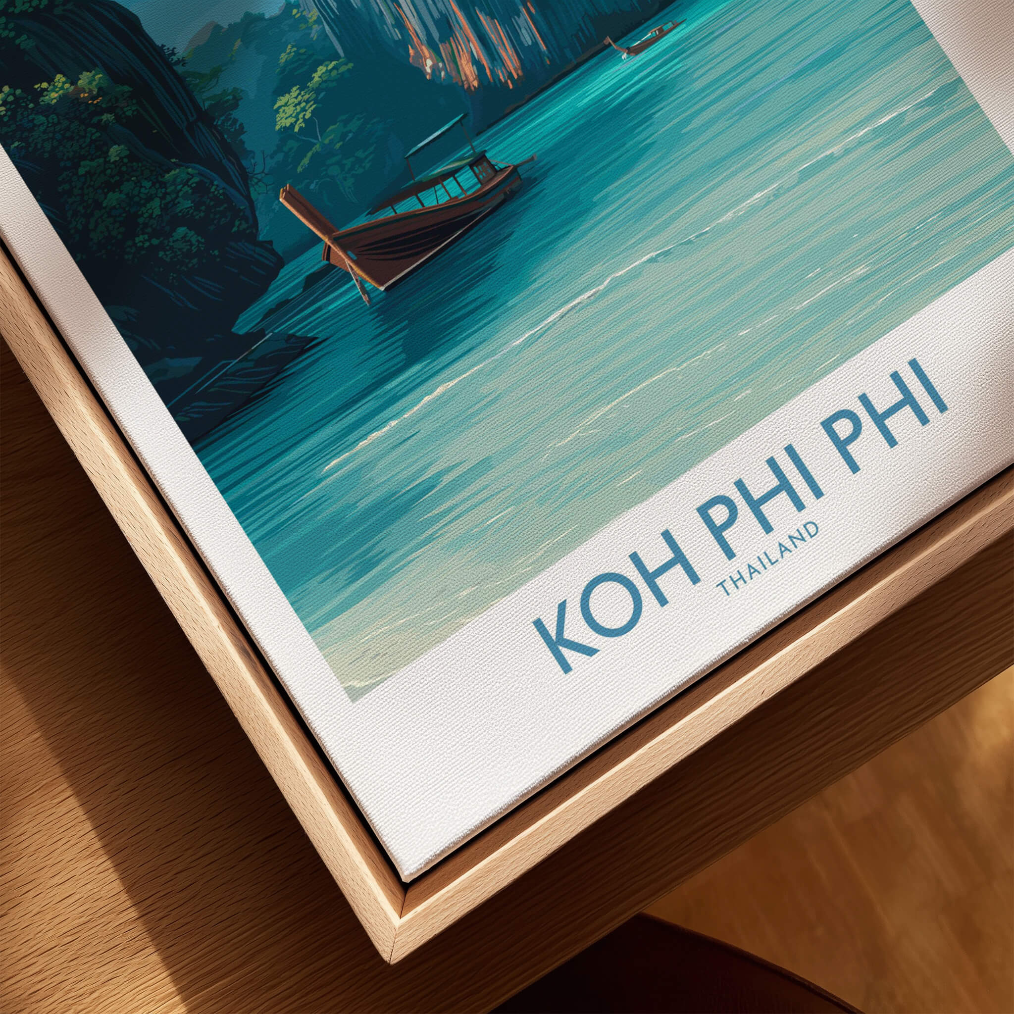 Koh Phi Phi Thailand Poster | Turquoise Sea & Limestone Cliffs Canvas Print featuring a beautiful seascape.