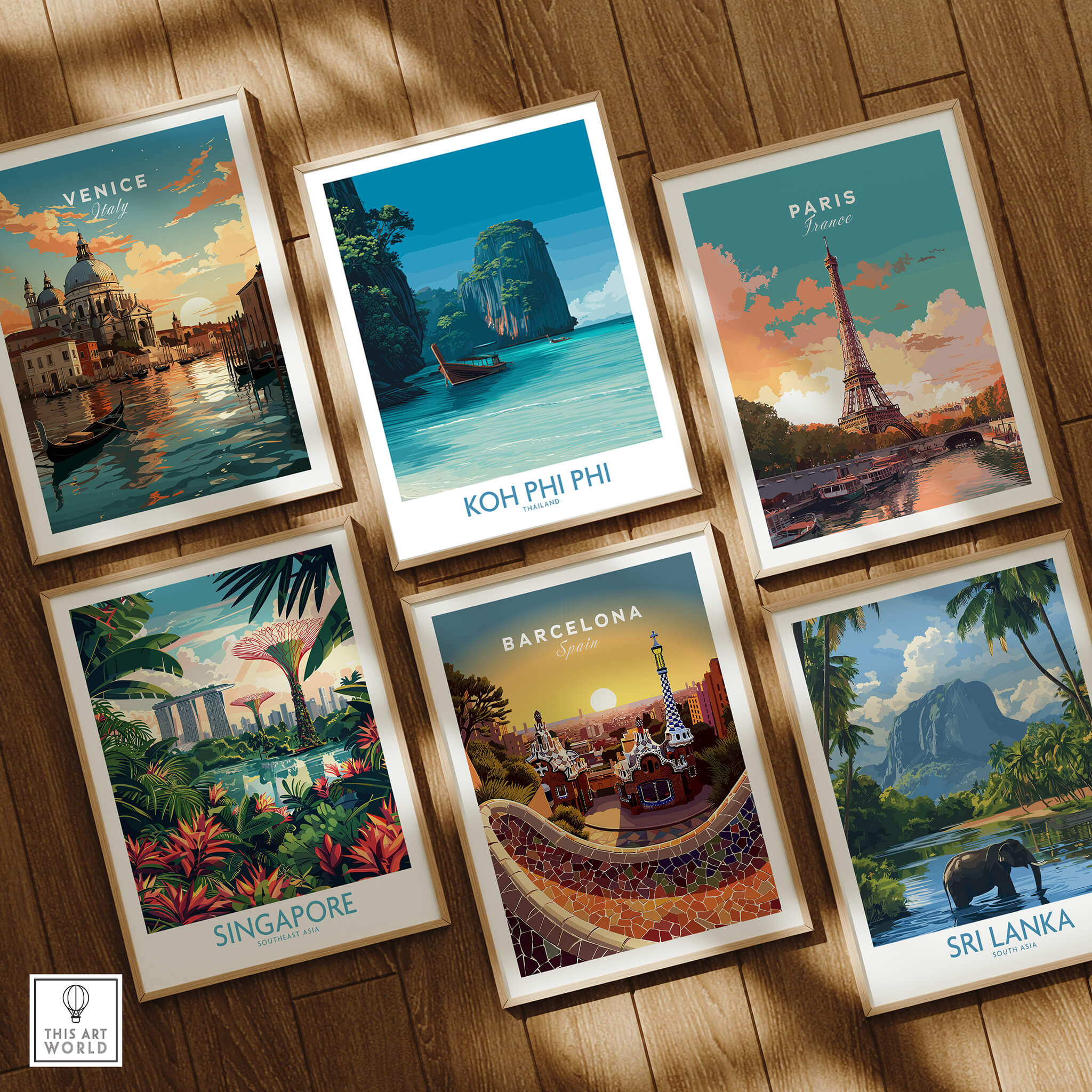 Koh Phi Phi Thailand Poster | Turquoise Sea & Limestone Cliffs Canvas Print featuring stunning artwork of limestone cliffs and turquoise waters.