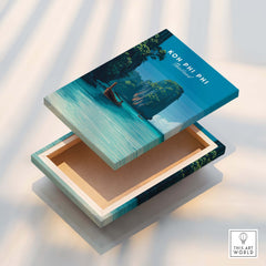 Koh Phi Phi Thailand Wall Art Print | Island Paradise Coastal Travel Poster featuring a scenic tropical landscape.