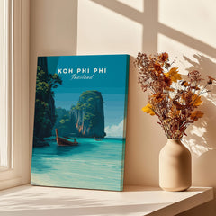 Koh Phi Phi Thailand Wall Art Print | Island Paradise Coastal Travel Poster showcasing stunning turquoise lagoons and tropical landscapes.