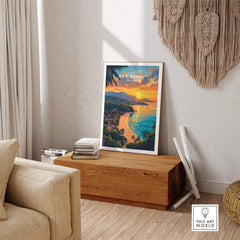 Koh Samui Print featuring a scenic tropical beach sunset, perfect Thailand wall art for home decor.