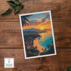 Koh Samui Print showcasing vibrant sunset over the tropical paradise of Koh Samui, Thailand wall art for home decor.
