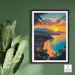 Koh Samui Print featuring a vibrant sunset over the tropical paradise of Koh Samui in Thailand.