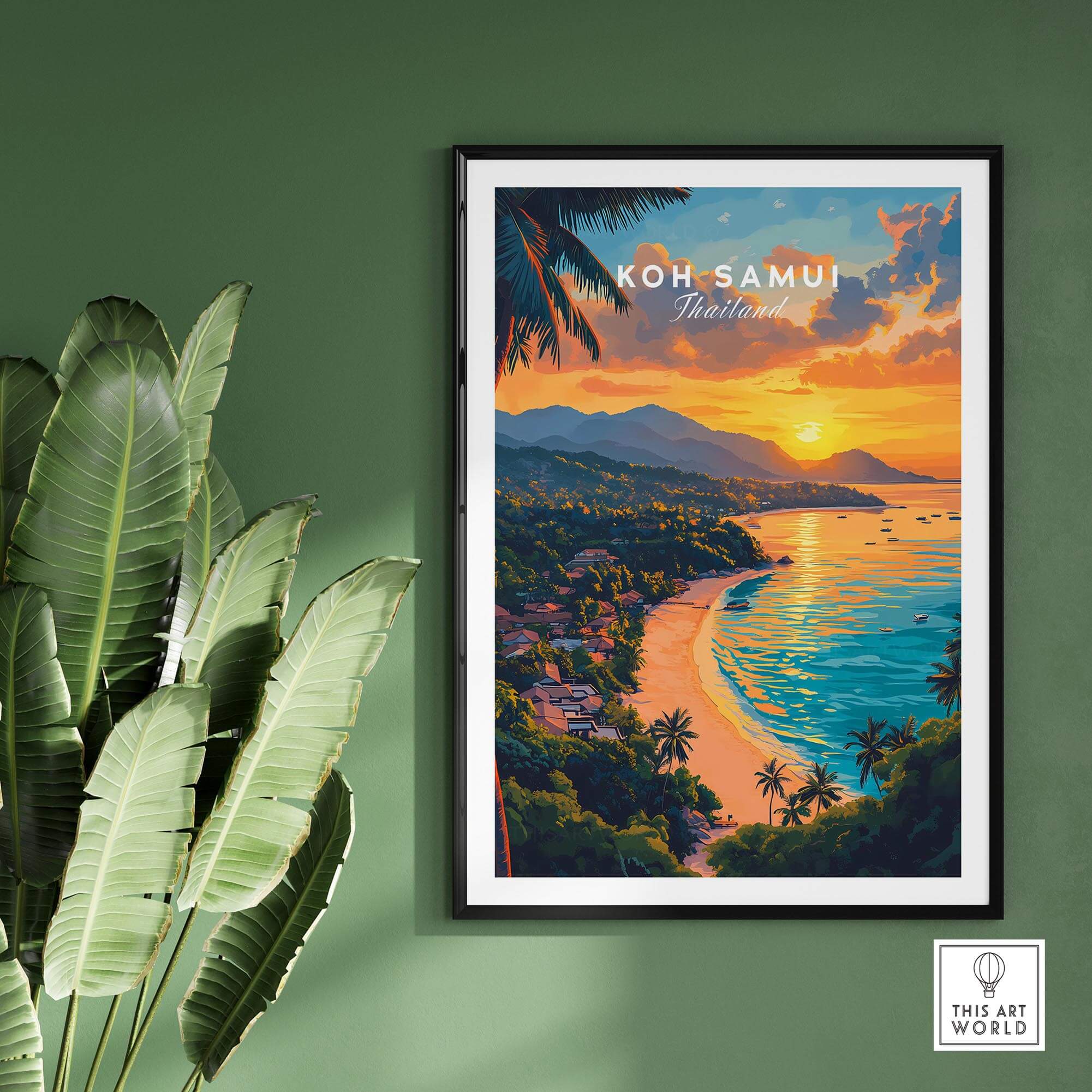 Koh Samui Print featuring a vibrant sunset over the tropical paradise of Koh Samui in Thailand.