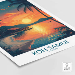 Koh Samui Thailand Print featuring a vibrant sunset over the beach, capturing the tropical beauty of Koh Samui.