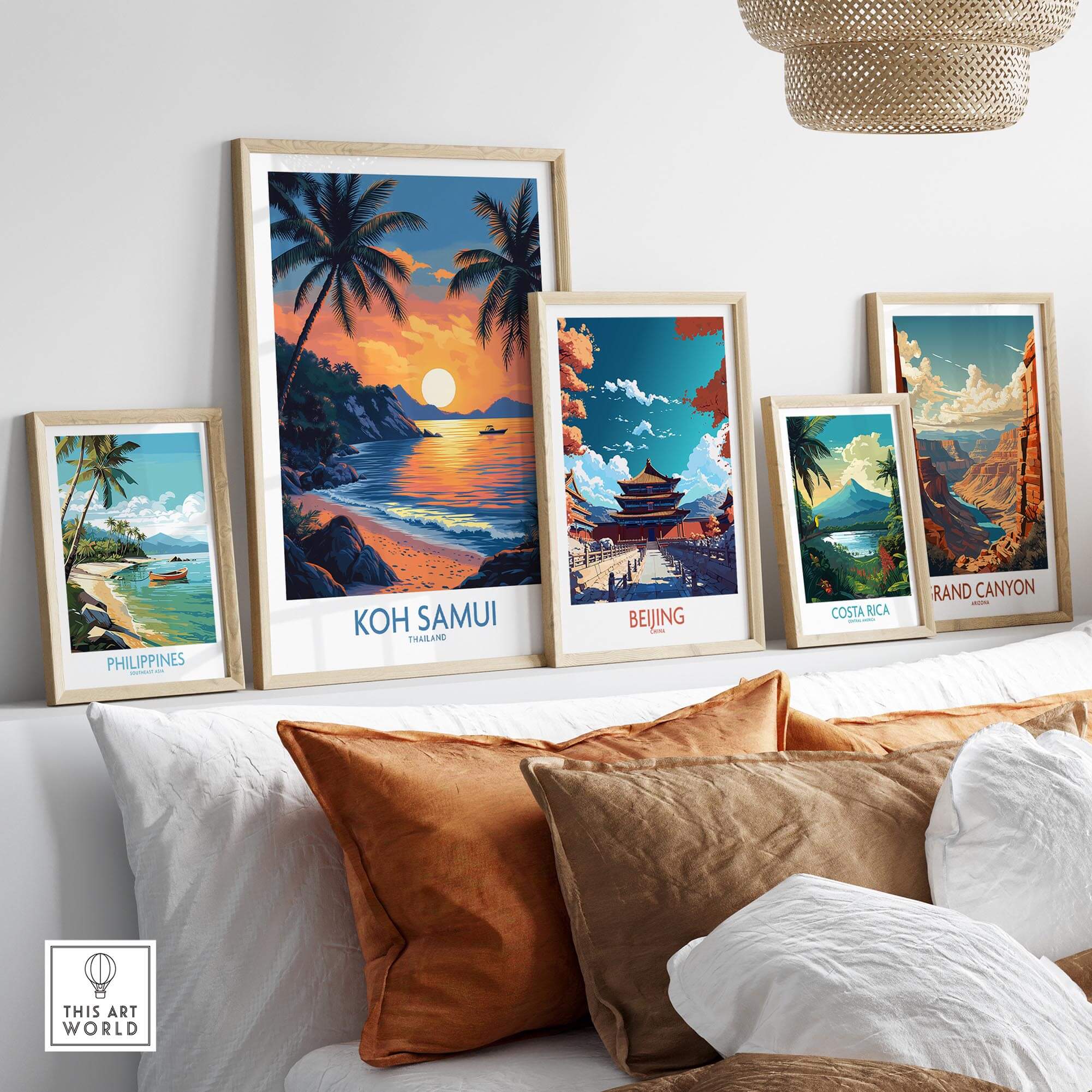 Koh Samui Thailand Travel Poster showcasing vibrant landscapes in a stylish home decor setting.