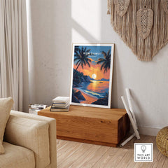 Koh Samui Thailand Travel Print showcasing a beach sunset, ideal for home decor and wanderlust inspiration.