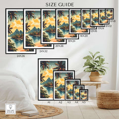 Koh Samui Travel Print size guide showcasing various frame sizes for the Koh Samui Travel Print.
