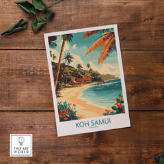 Koh Samui Wall Art Print showcasing tropical beach scenery and vibrant colors with a Thai theme.