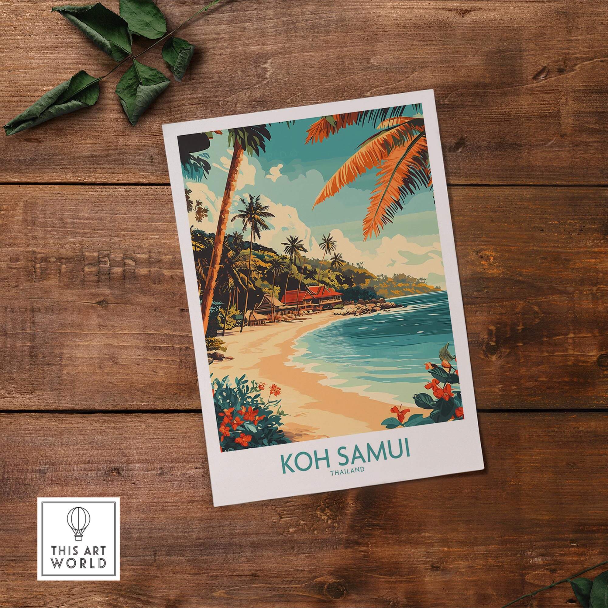 Koh Samui Wall Art Print showcasing tropical beach scenery and vibrant colors with a Thai theme.