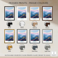 Kosovo Art Print | Pastel Landscape Poster framed in various colors including black, white, natural, brown, gold, and silver.