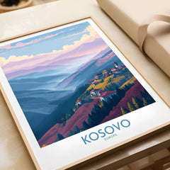 Kosovo Art Print | Pastel Landscape Poster featuring a vibrant landscape of Kosovo's rolling hills and tranquil hues