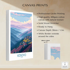 Kosovo Art Print | Pastel Landscape Poster showcasing professional Giclée printing and natural texture.