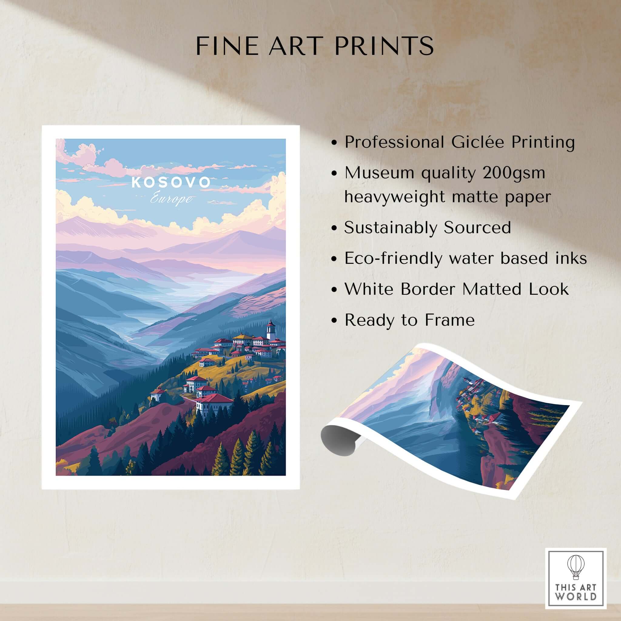 Kosovo Pristina Region Canvas Print | Balkan Home Decor showcasing vibrant Balkan landscape artwork.