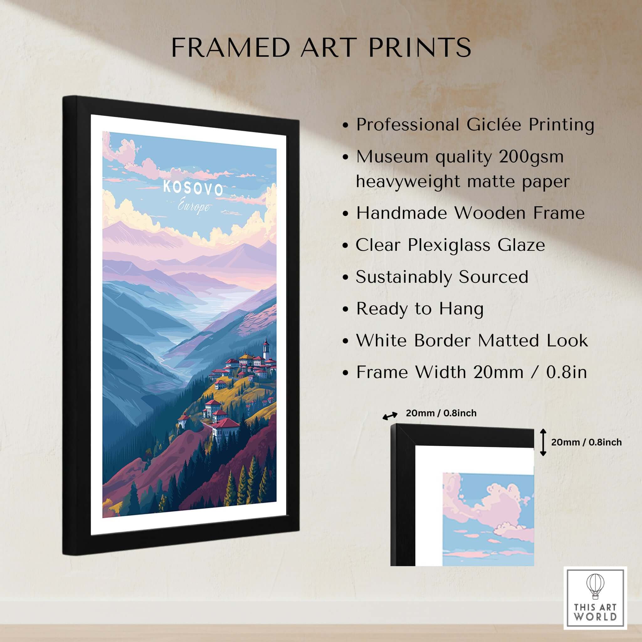 Kosovo Pristina Region Canvas Print | Balkan Home Decor framed art print with museum quality and handmade wooden frame.