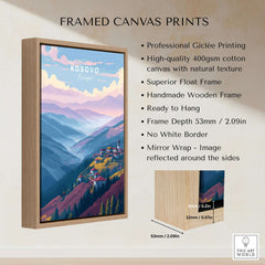 Kosovo Pristina Region Canvas Print | Balkan Home Decor framed with professional Giclée printing and a wooden frame.