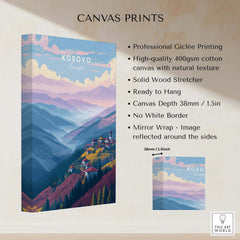 Kosovo Pristina Region Canvas Print | Balkan Home Decor showcasing vibrant landscapes and Giclée printing details.