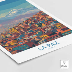 La Paz Bolivia Urban Landscape Wall Art - South American City Print showcasing vibrant city scenery.