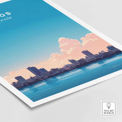 Lagos Nigeria Poster showcasing the vibrant skyline and cityscape of Lagos, perfect for home or office decor.