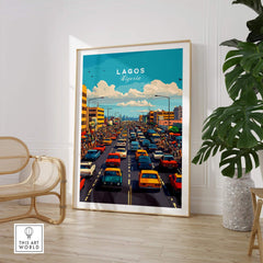 Lagos Nigeria Wall Art showcasing vibrant traffic scene, perfect for adding life to any room.