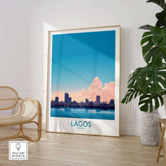 Lagos Print Nigeria showcasing the vibrant skyline of Lagos, perfect for adding culture to your home decor.