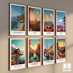 Laguna Beach California Coastal Cliff Art Print | Palm Tree Seascape Poster collection featuring iconic cityscapes.