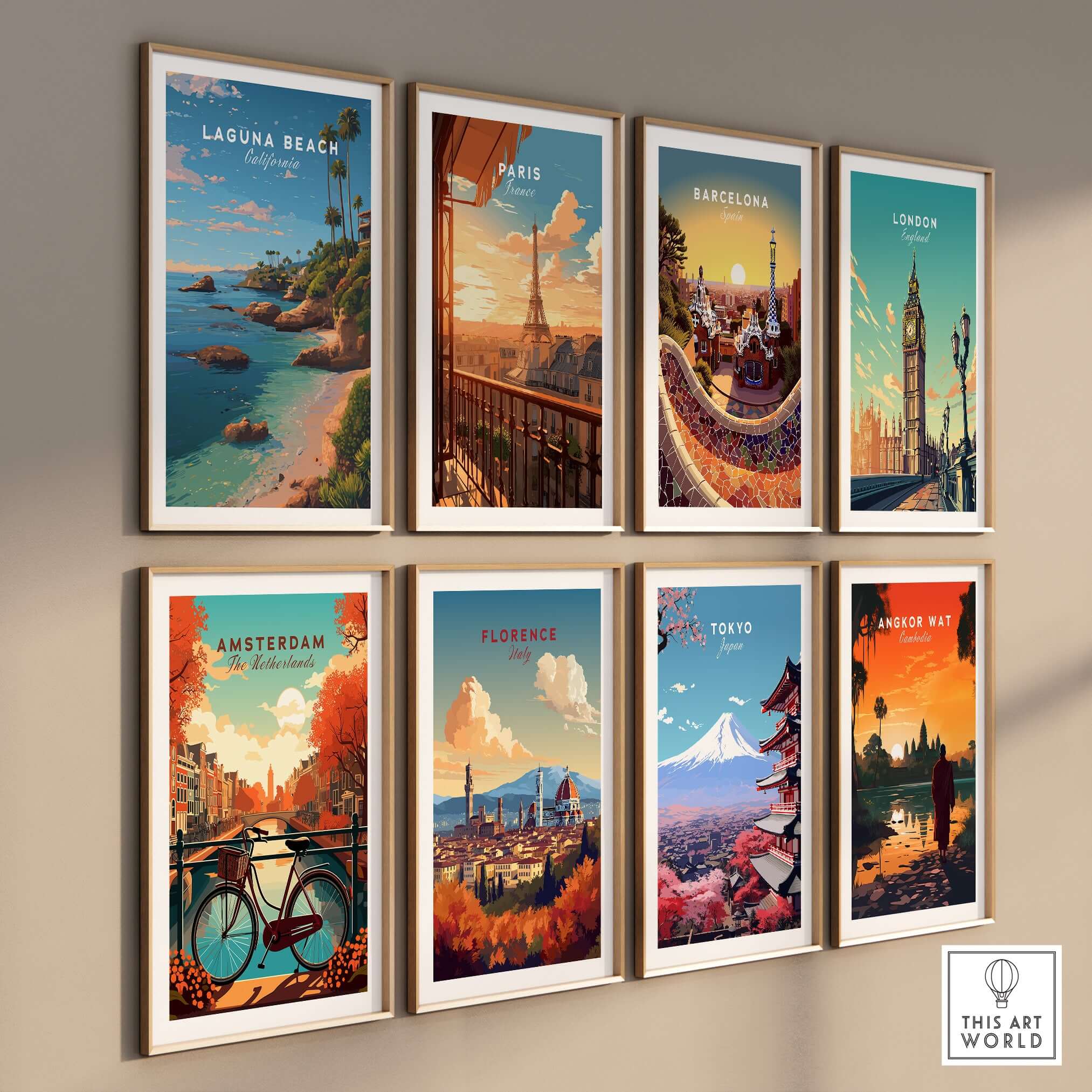 Laguna Beach Orange County Ocean View Print | California Home Decor displayed among global city prints.