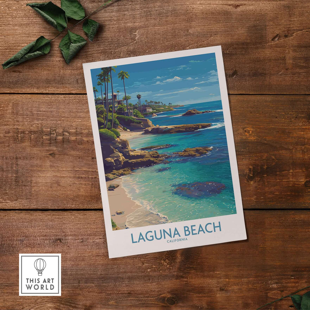 Laguna Beach California Turquoise Water Art Print | Clear Sea Travel Poster showcasing vibrant coastal scenery.