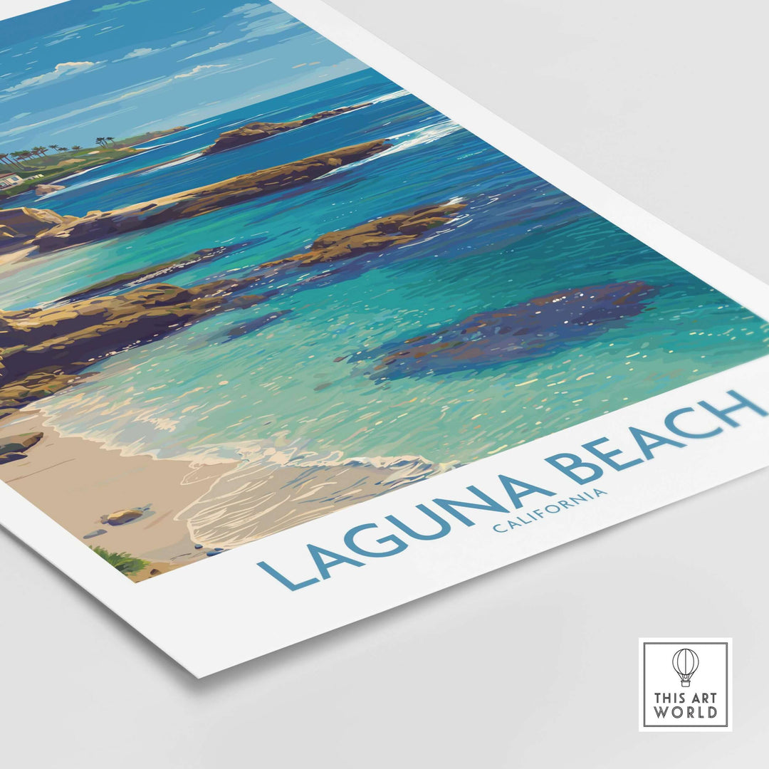 Laguna Beach California Turquoise Water Art Print | Clear Sea Travel Poster showcasing a vibrant coastal scene.