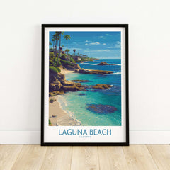 Laguna Beach California Turquoise Water Art Print | Clear Sea Travel Poster featuring scenic coastal view.
