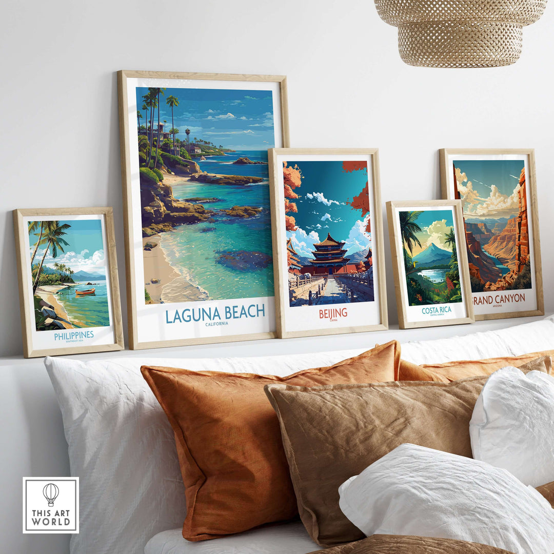 Laguna Beach California Turquoise Water Art Print | Clear Sea Travel Poster showcased among framed travel posters.