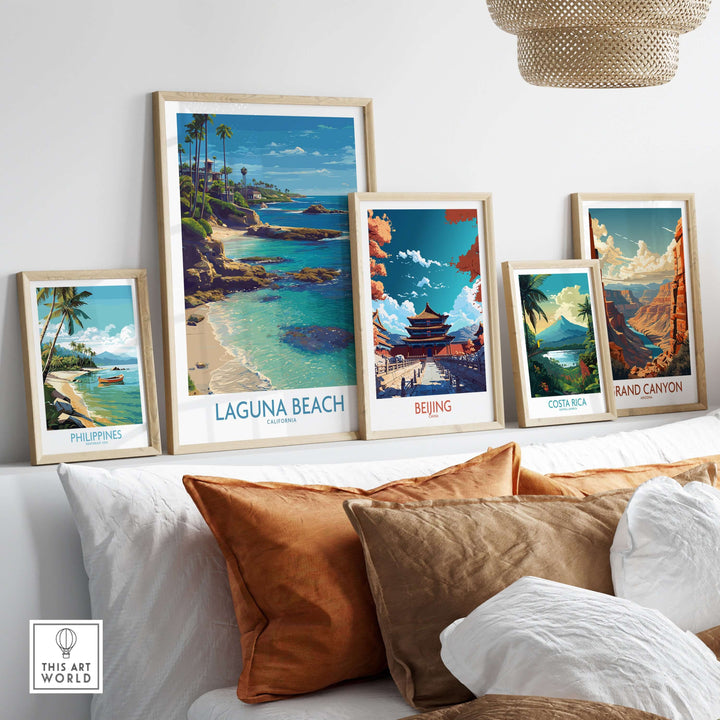 Laguna Beach California Turquoise Water Art Print | Clear Sea Travel Poster showcased among framed travel posters.