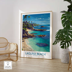 Laguna Beach California Turquoise Water Art Print | Clear Sea Travel Poster showcasing crystal-clear turquoise water.