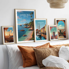 Laguna Beach Orange County Ocean View Print | California Home Decor featuring vibrant coastal artwork in a modern setting.