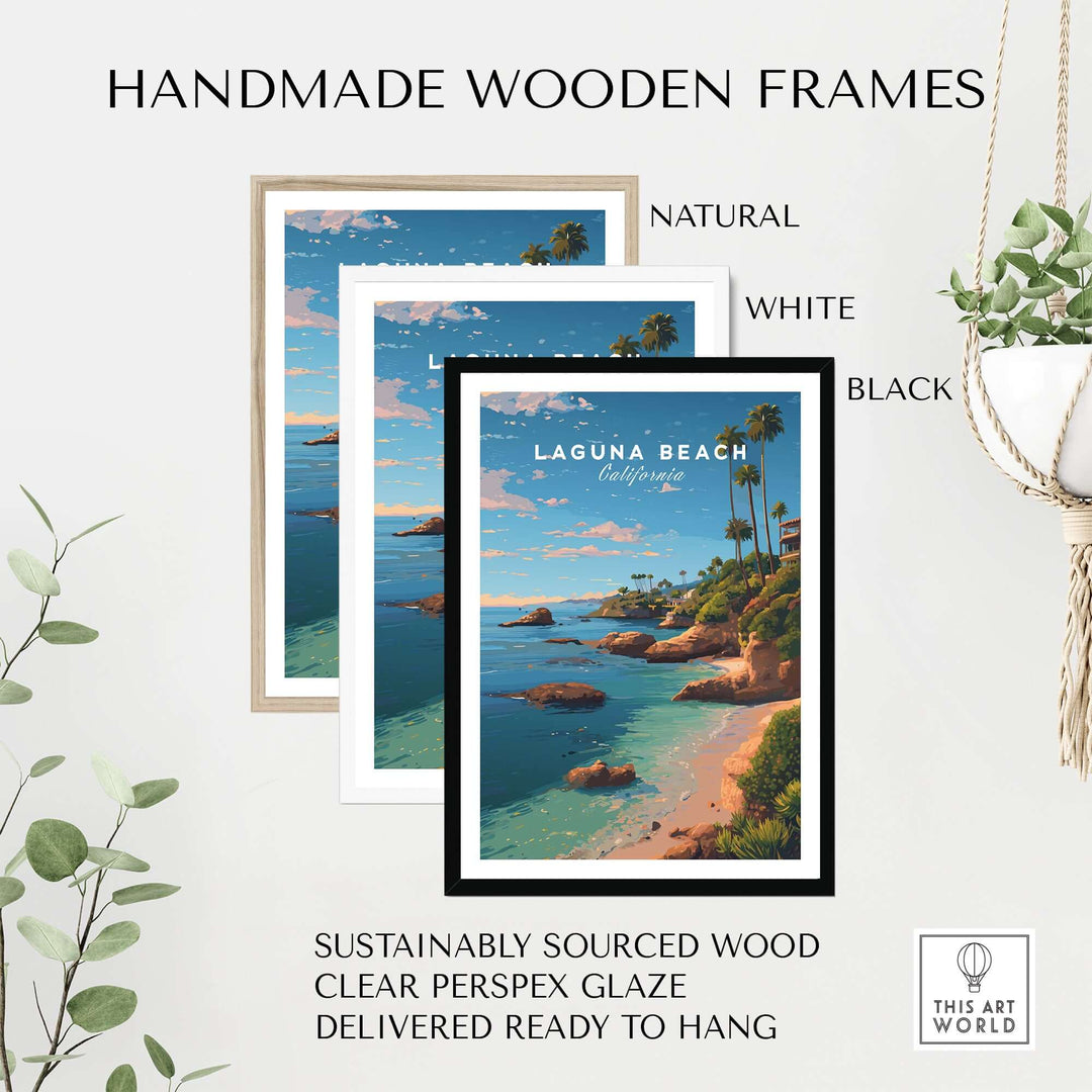 Laguna Beach Orange County Ocean View Print | California Home Decor in handmade wooden frames
