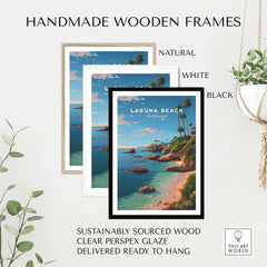 Laguna Beach Orange County Ocean View Print | California Home Decor framed in natural, white, and black handmade wooden frames.
