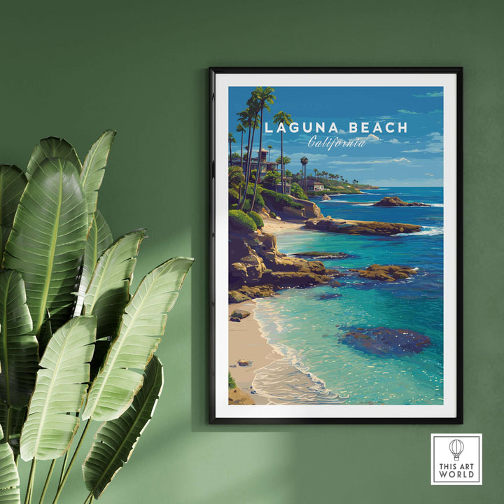 Laguna Beach Print | Southern California Wall Art showcasing vibrant coastline and palm trees.