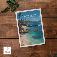 Laguna Beach Print | Southern California Wall Art featuring a vibrant coastal scene and palm trees.