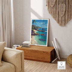 Laguna Beach Print | Southern California Wall Art featuring vibrant coastal scenery in a stylish home setting.