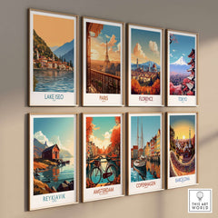 Lake Iseo Poster Italy among travel posters of Paris, Florence, Tokyo, Reykjavik, Amsterdam, Copenhagen, and Barcelona.