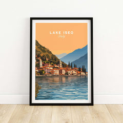 Lake Iseo Print Italy featuring a beautiful sunset over the scenic landscape of Lake Iseo, Italy.